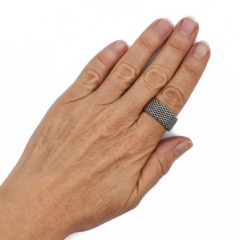 Tiffany & Co. Somerset Mesh Silver Ring | Antique & Estate